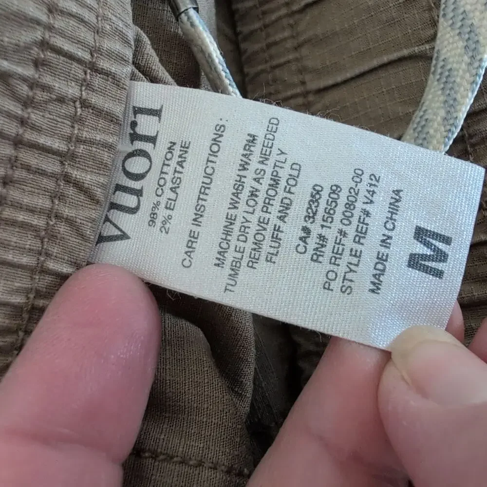 Vuori Mens Brown Khaki Ripstop Cotton Pants Small Medium Climbing Hiking Outdoor